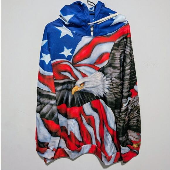 USA Flag American Eagle Men's Hoodie Size 3X - Picture 2 of 13